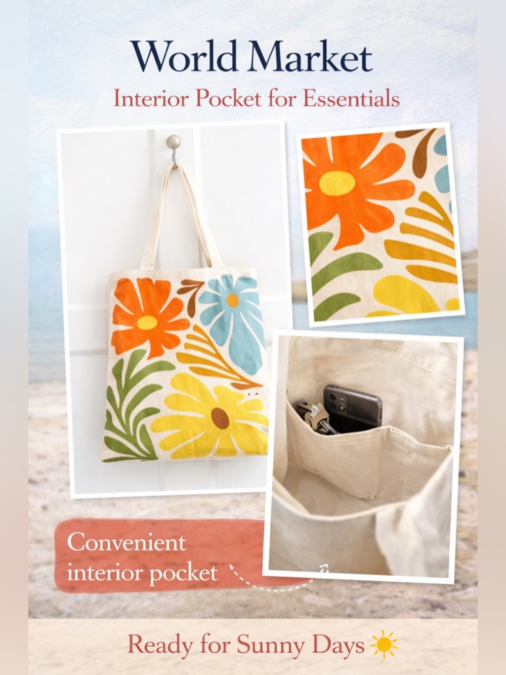 World Market Floral Tote | Mulit-use